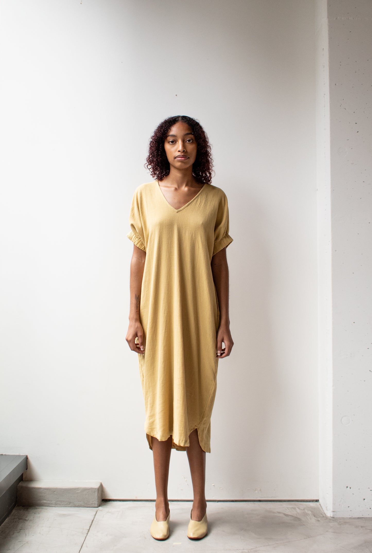 V-neck Relax Long Dress Natural / XS V-neck Relax Long Dress Natural / XS