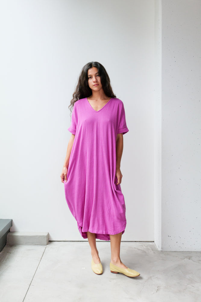 V-neck Relax Long Dress - Cotton