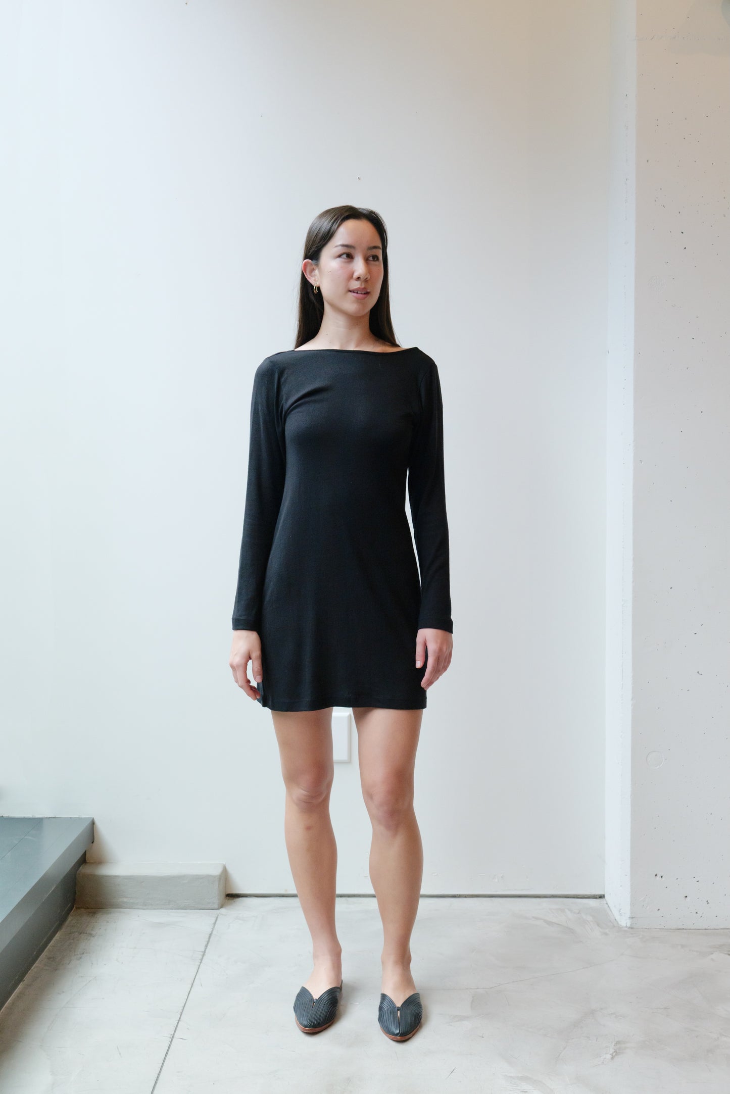 Silk LS Short Dress Black / S Silk LS Short Dress Black / S