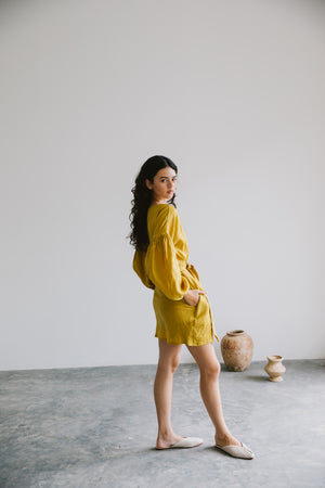 
                  
                    Puff Sleeve Wrap Short Dress
                  
                
