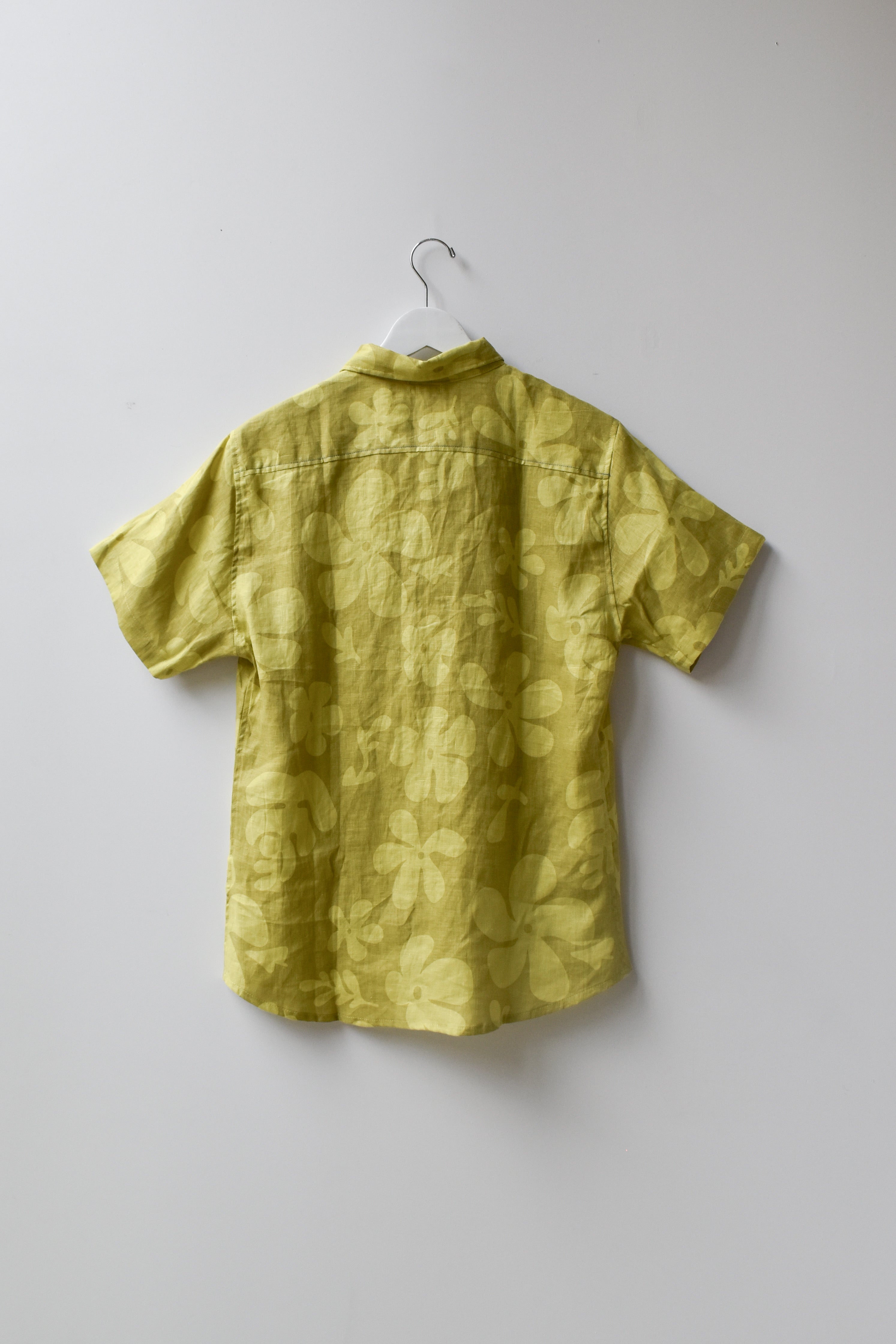 トップス flower print sheer shirt / yellow / S ladies size One Size sheer Mesh Yellow 70s floral Long