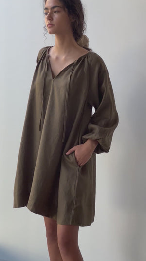 
                  
                    Load and play video in Gallery viewer, Linen A-line Short Dress
                  
                
